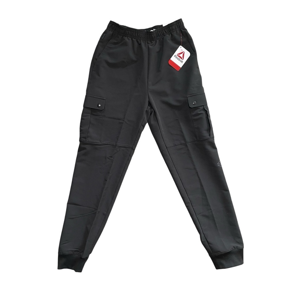 NWT Reebok Girls Slim Fit Lock-On Woven Black Joggers